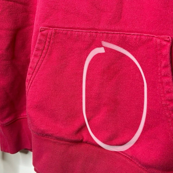 PELOTON Chic Graphic Spellout Athletic Hoodie Faded Washed Pink Kangaroo Pocket - Picture 3 of 16